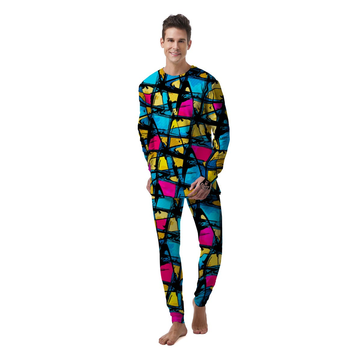 Abstract Psychedelic Graffiti Men's Pajamas-grizzshop