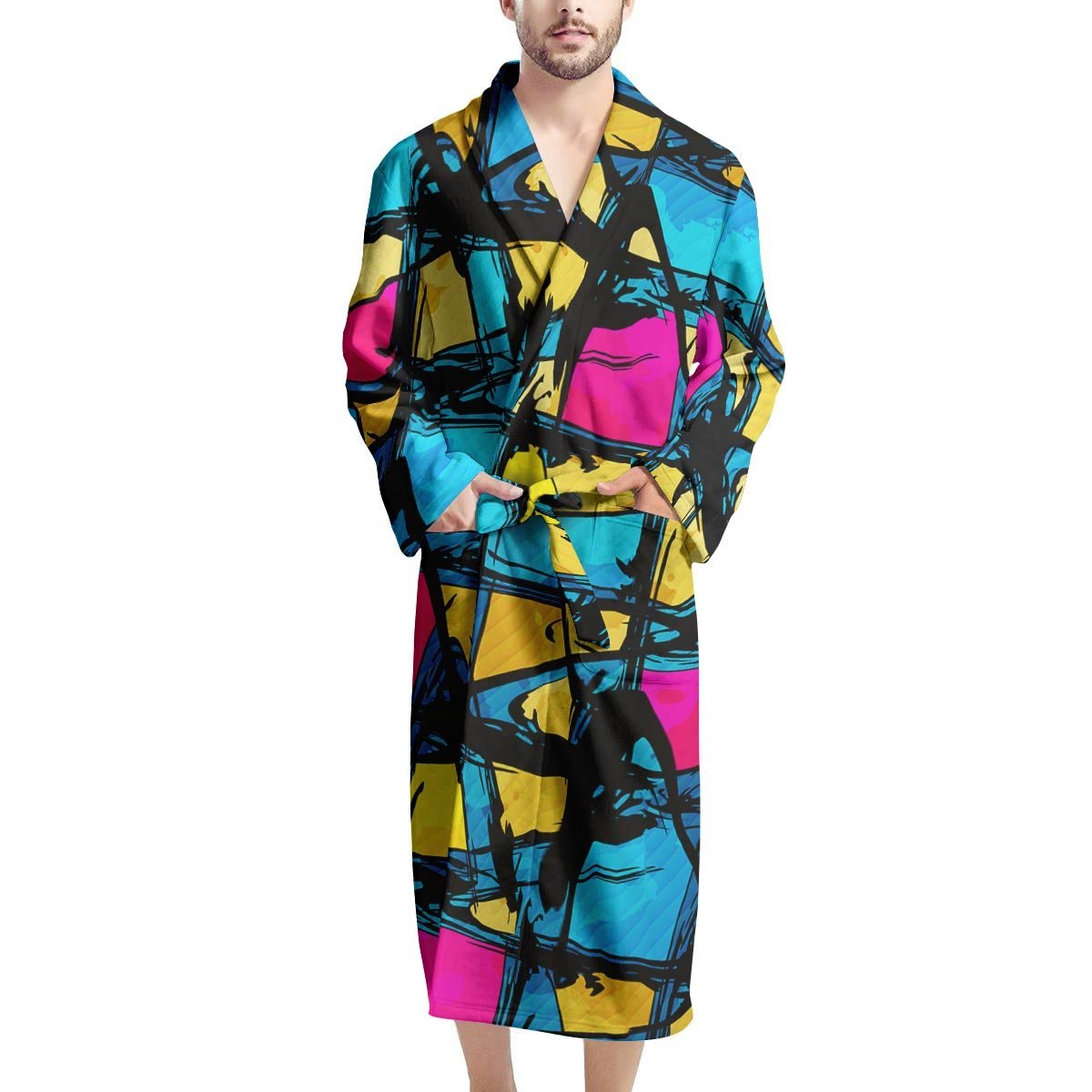 Abstract Psychedelic Graffiti Men's Robe-grizzshop