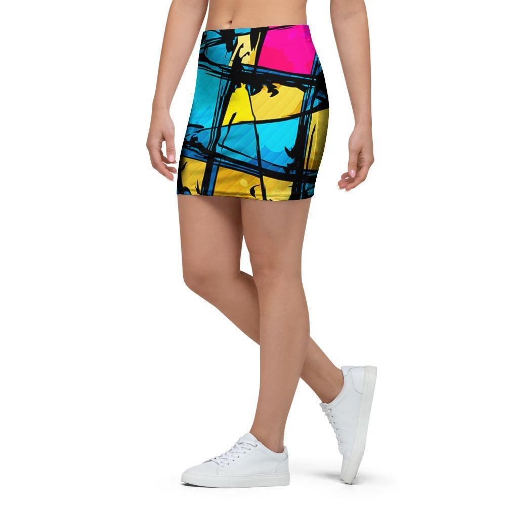 Abstract Psychedelic Graffiti Mini Skirt-grizzshop