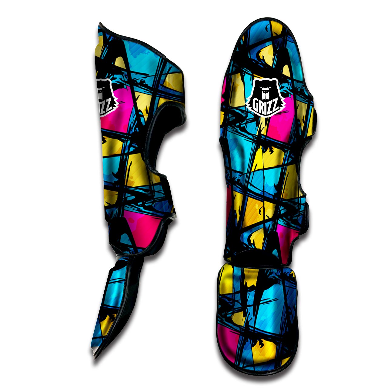 Abstract Psychedelic Graffiti Muay Thai Shin Guard-grizzshop