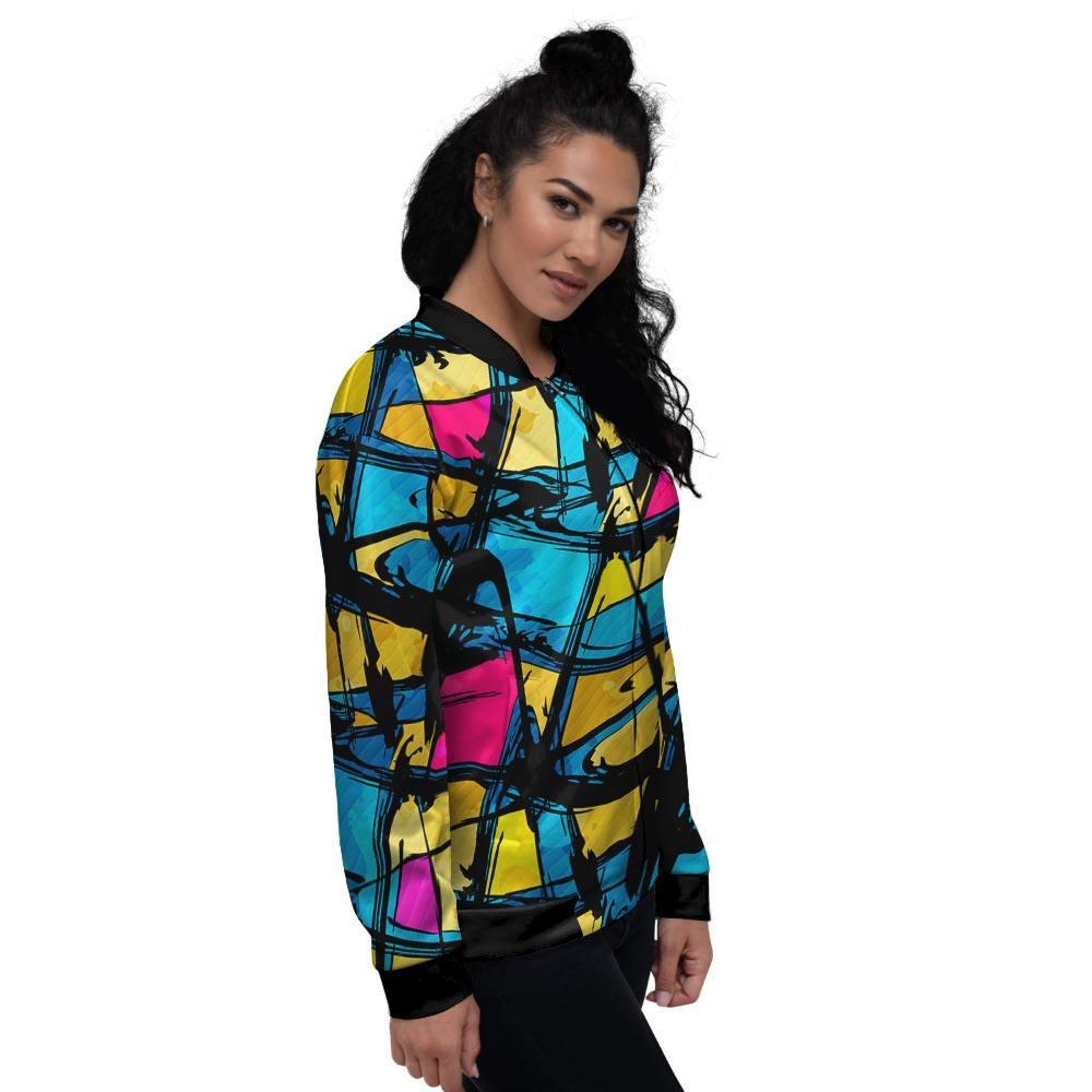 Abstract Psychedelic Graffiti Women's Bomber Jacket-grizzshop