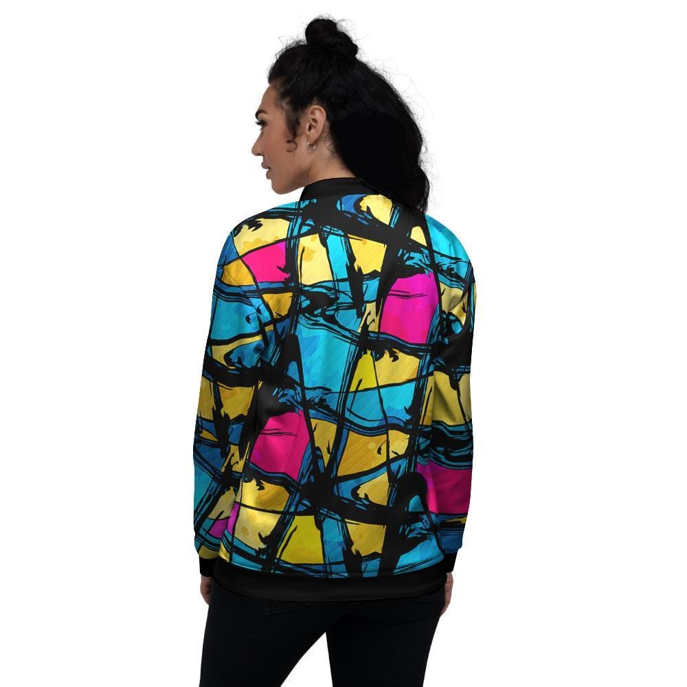 Abstract Psychedelic Graffiti Women's Bomber Jacket-grizzshop