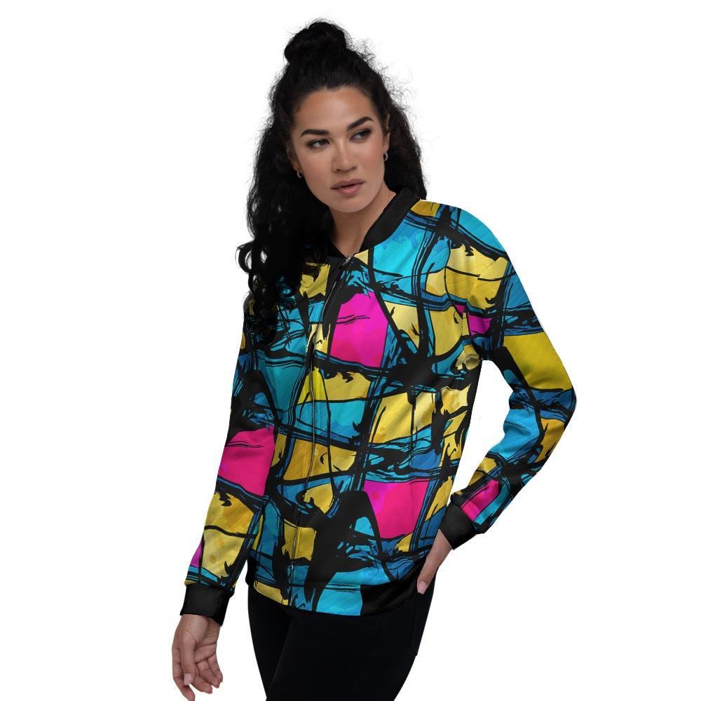 Abstract Psychedelic Graffiti Women's Bomber Jacket-grizzshop