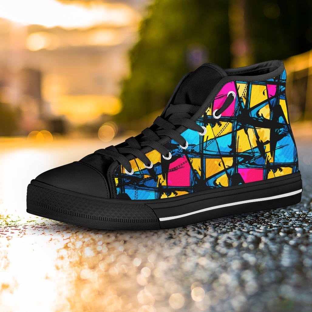 Abstract Psychedelic Graffiti Women's High Top Shoes-grizzshop