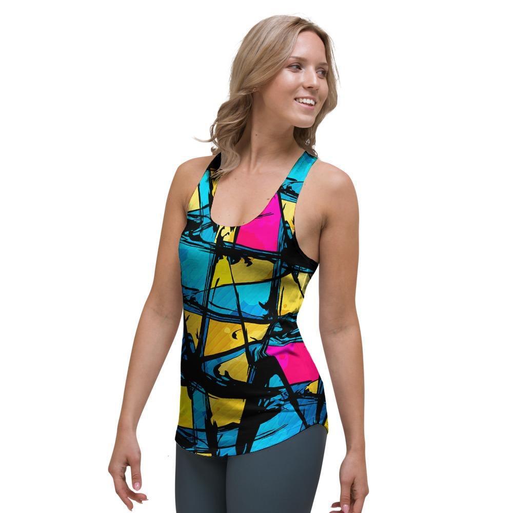 Abstract Psychedelic Graffiti Women's Racerback Tank Top-grizzshop