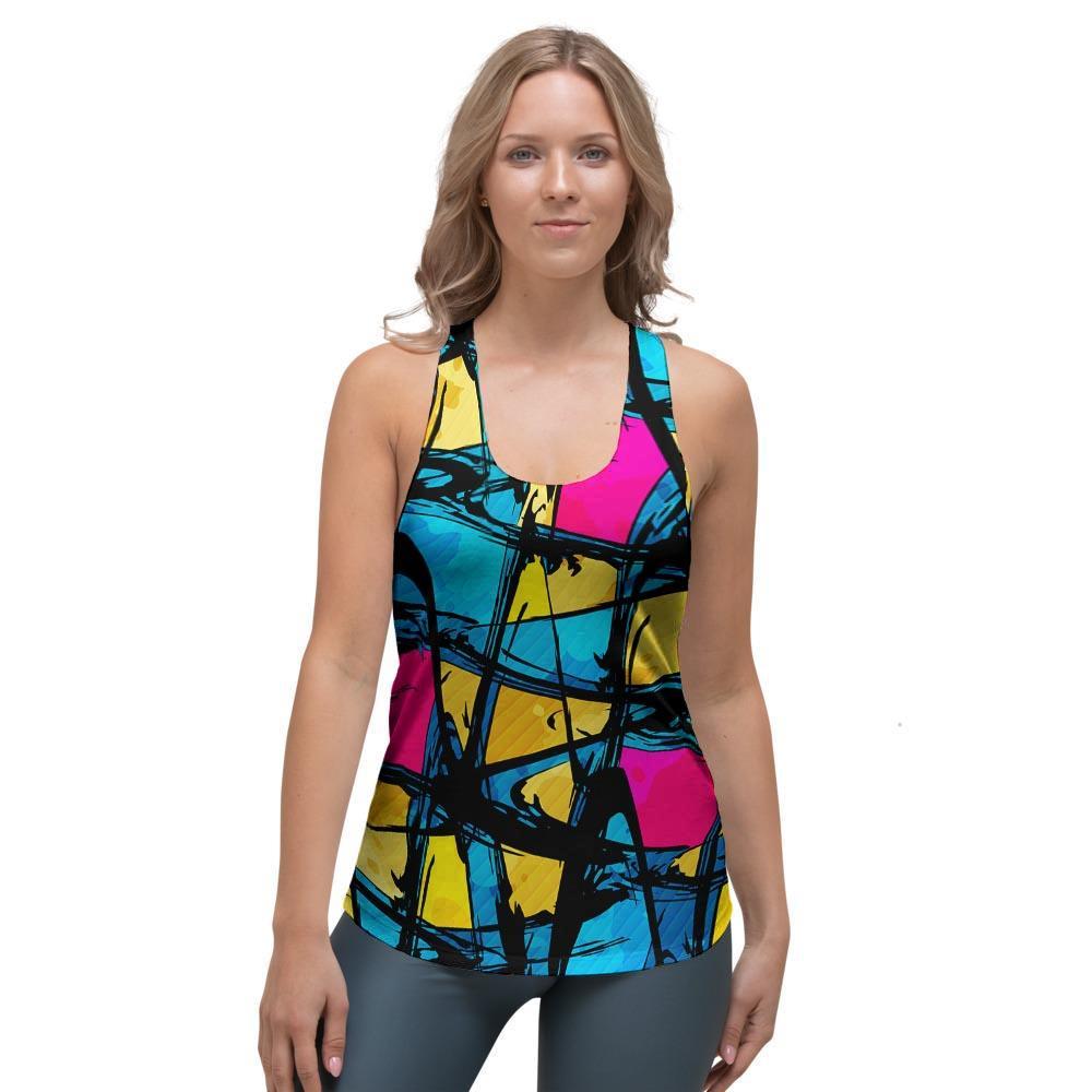 Abstract Psychedelic Graffiti Women's Racerback Tank Top-grizzshop