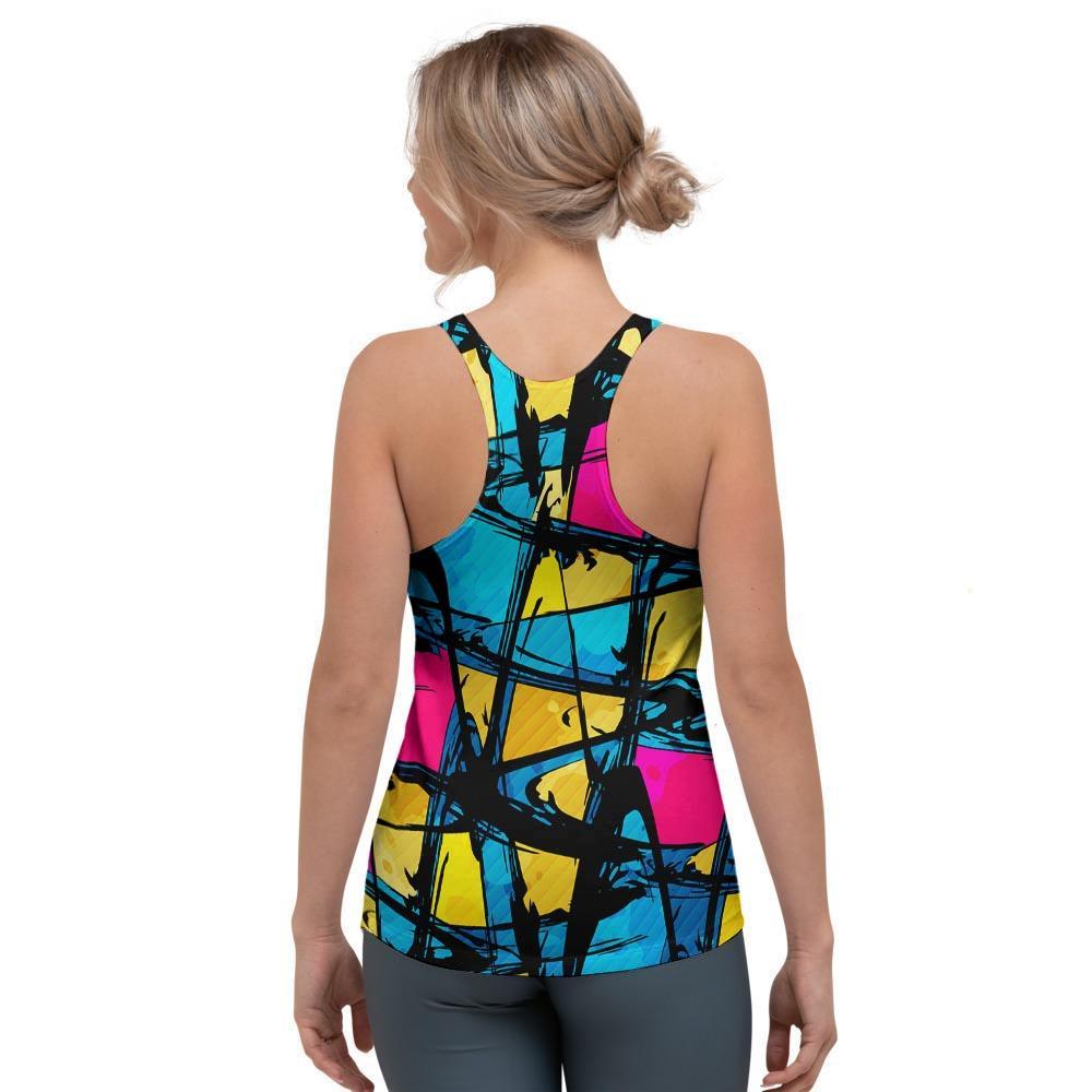 Abstract Psychedelic Graffiti Women's Racerback Tank Top-grizzshop