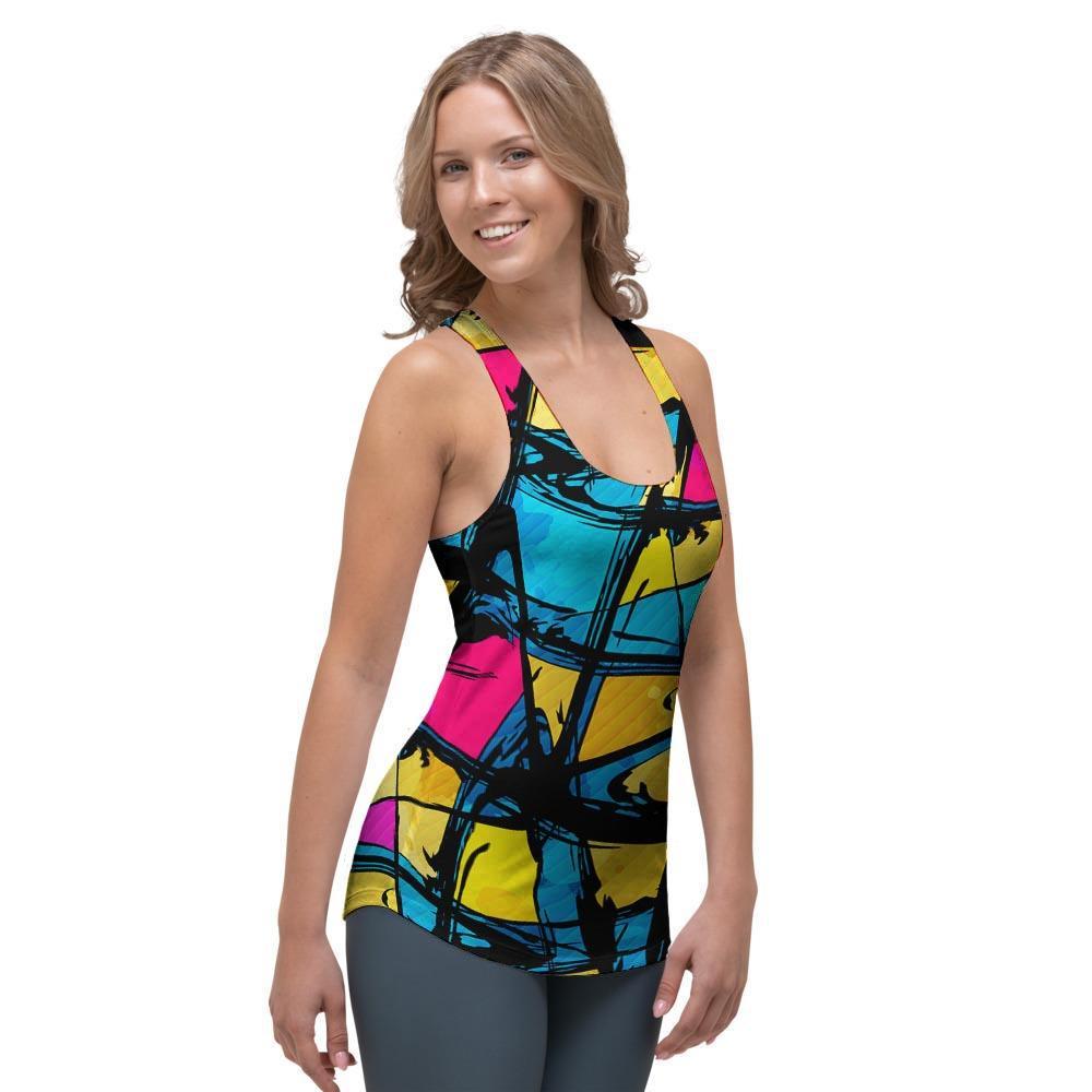 Abstract Psychedelic Graffiti Women's Racerback Tank Top-grizzshop