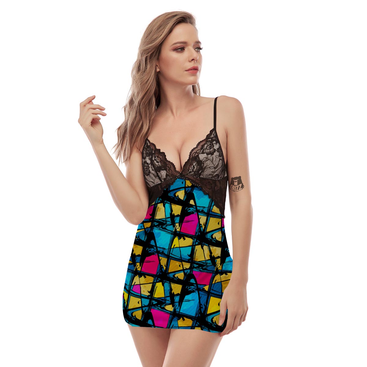 Abstract Psychedelic Graffiti Women's Sexy Night Dress-grizzshop