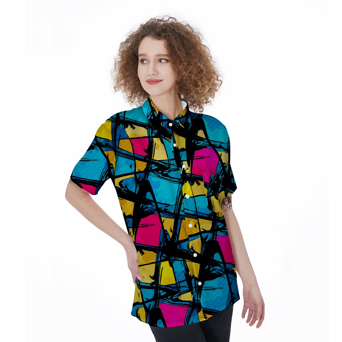 Abstract Psychedelic Graffiti Women's Short Sleeve Shirts-grizzshop