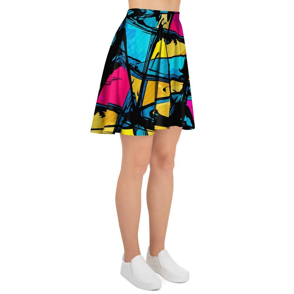 Abstract Psychedelic Graffiti Women's Skirt-grizzshop