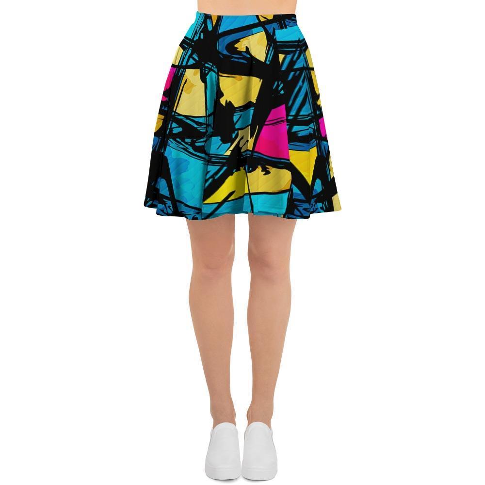 Abstract Psychedelic Graffiti Women's Skirt-grizzshop