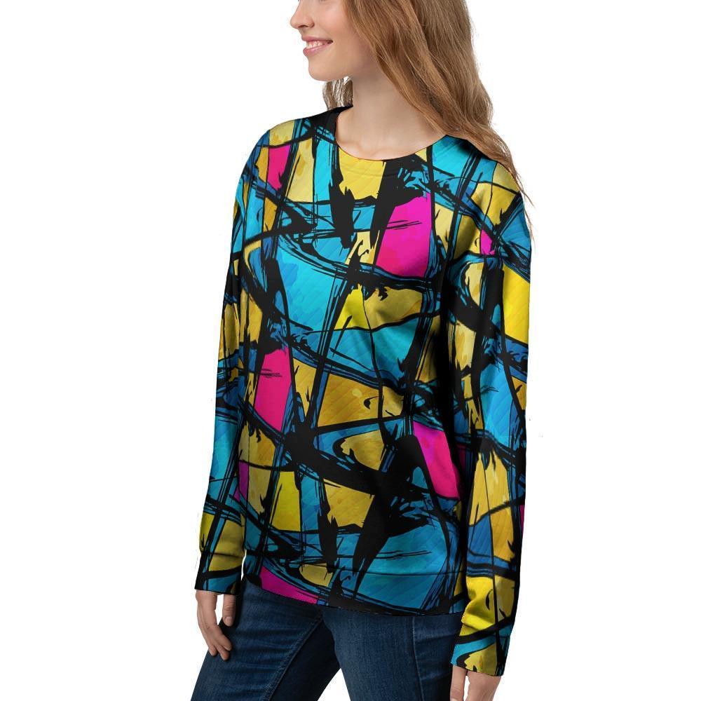 Abstract Psychedelic Graffiti Women's Sweatshirt-grizzshop