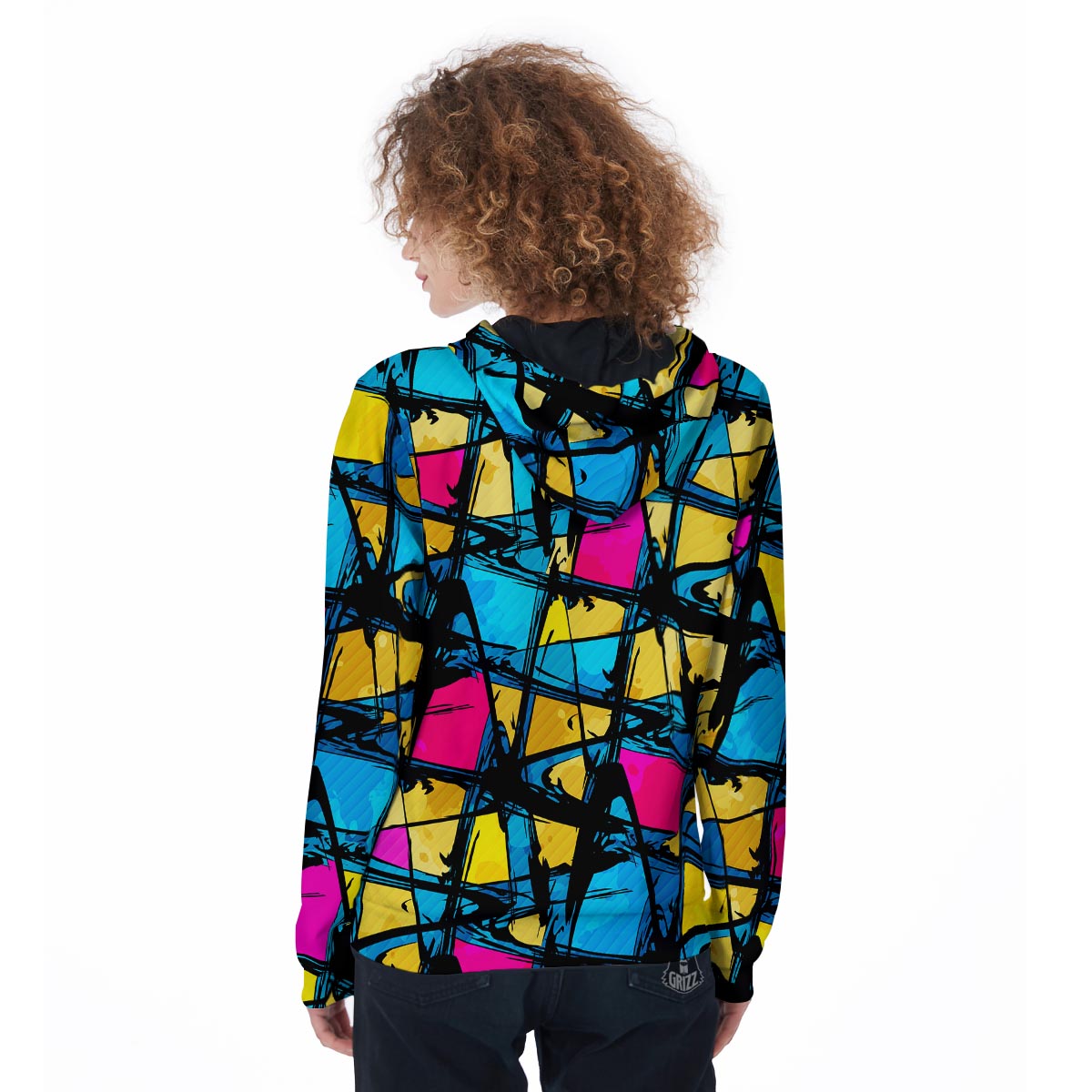 Abstract Psychedelic Graffiti Women's Zip Up Hoodie-grizzshop