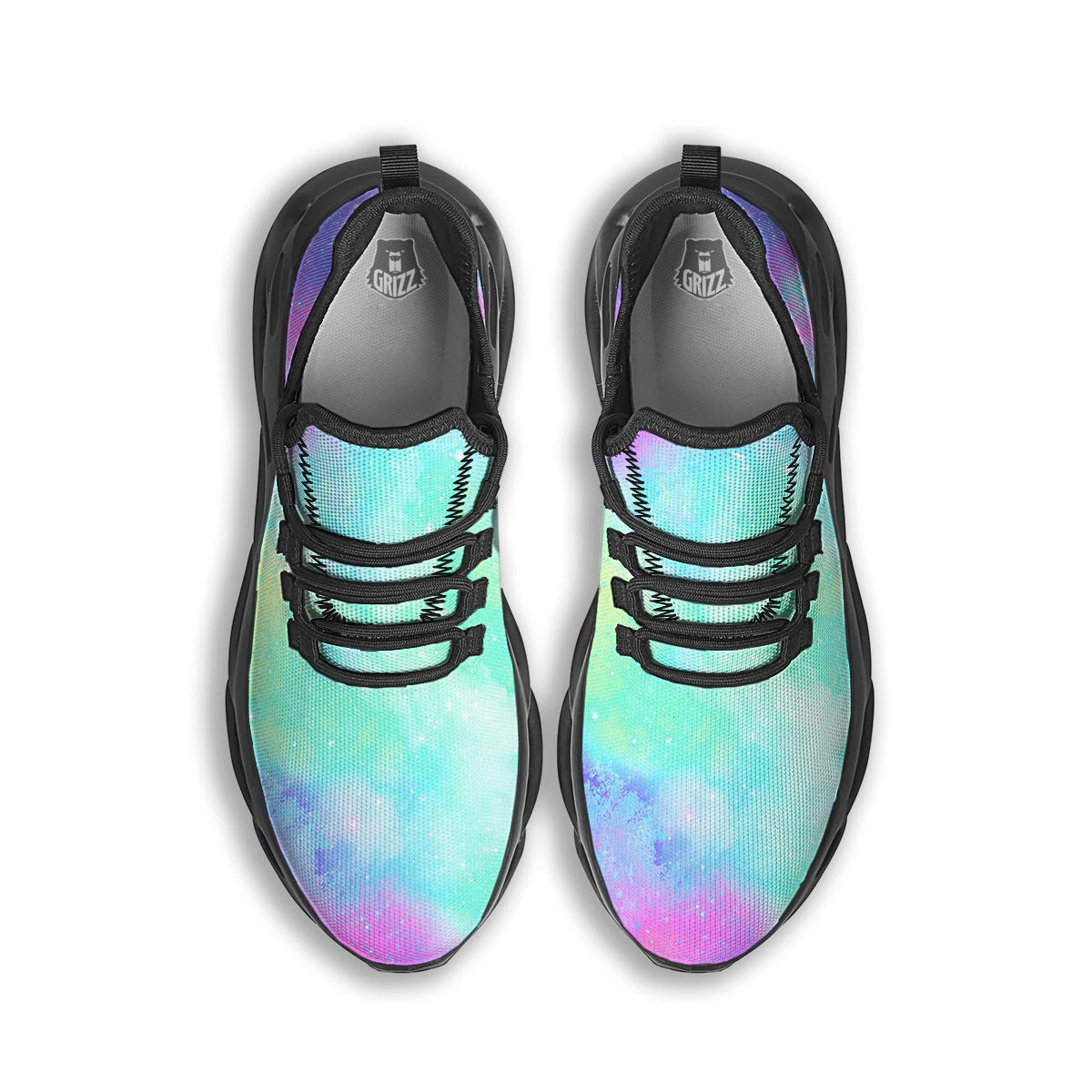 Abstract Psychedelic Holographic Black Running Shoes-grizzshop
