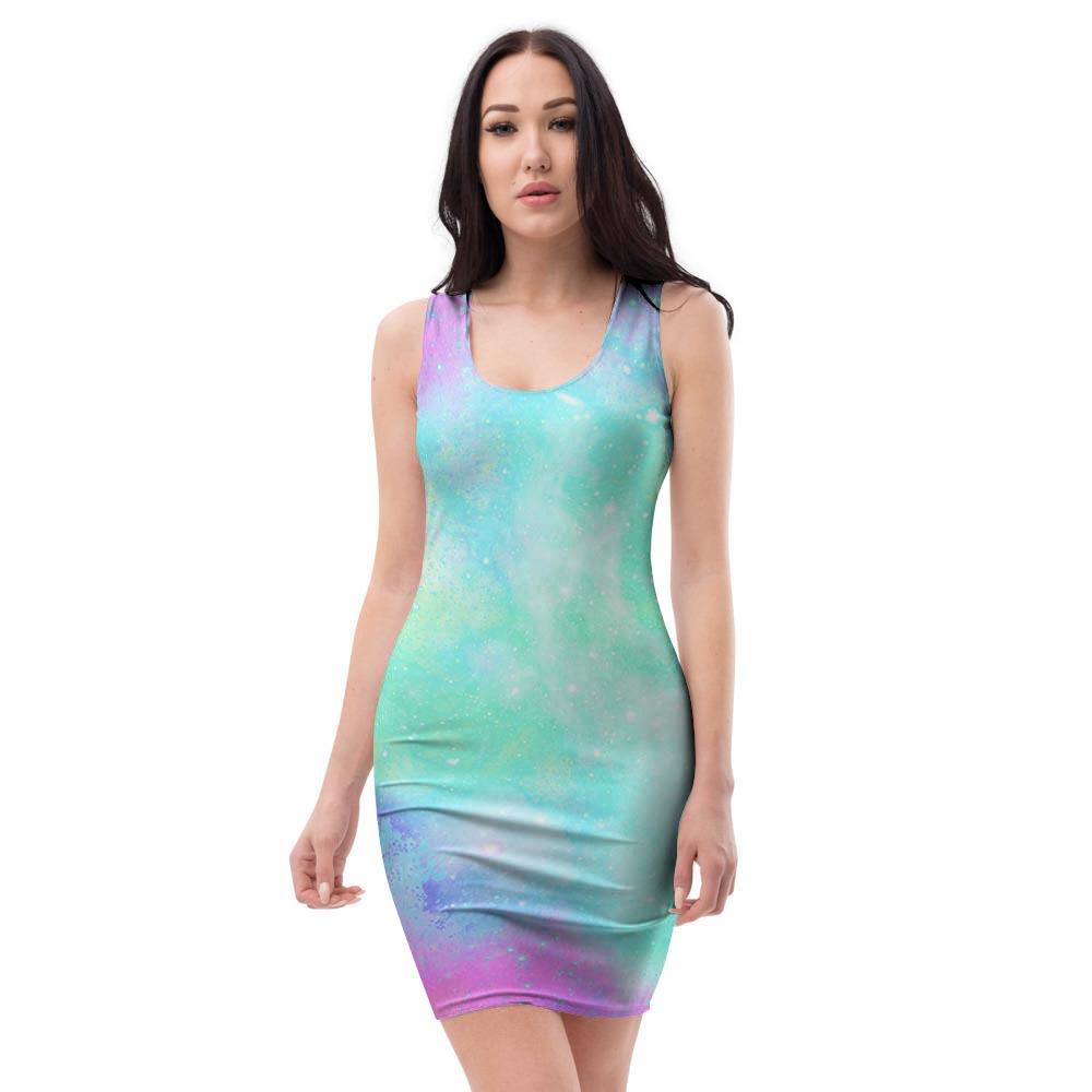 Abstract Psychedelic Holographic Bodycon Dress-grizzshop