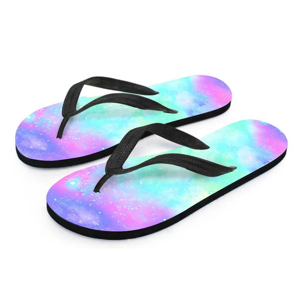 Abstract Psychedelic Holographic Men's Flip Flops-grizzshop