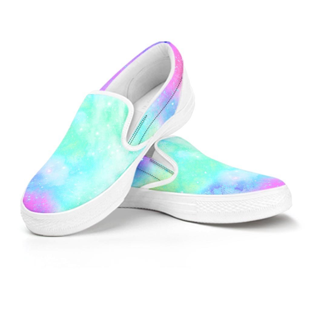 Abstract Psychedelic Holographic Men's Slip On Sneakers-grizzshop