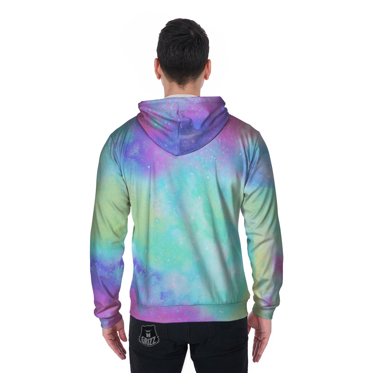 Abstract Psychedelic Holographic Men's Zip Up Hoodie-grizzshop