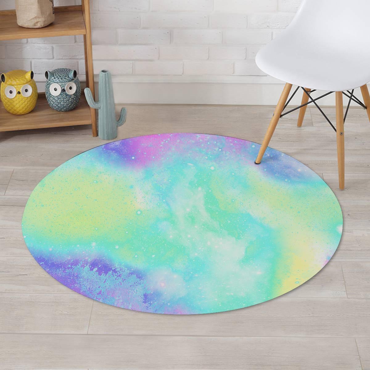 Abstract Psychedelic Holographic Round Rug-grizzshop