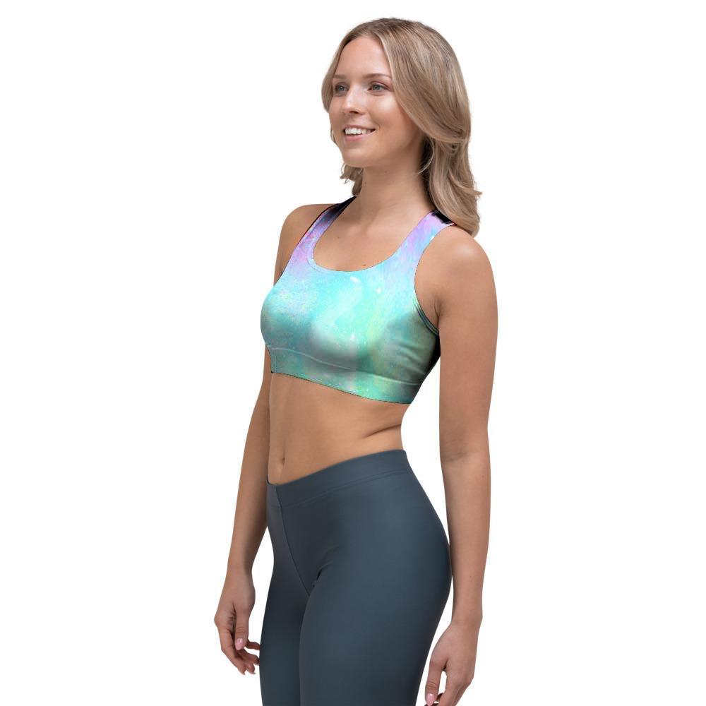 Abstract Psychedelic Holographic Sports Bra-grizzshop