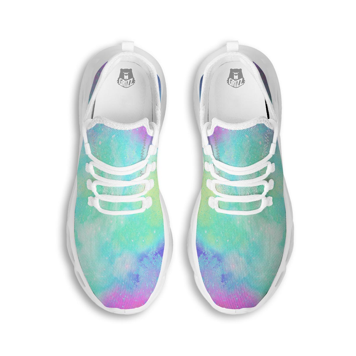 Abstract Psychedelic Holographic White Running Shoes-grizzshop