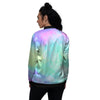 Abstract Psychedelic Holographic Women's Bomber Jacket-grizzshop