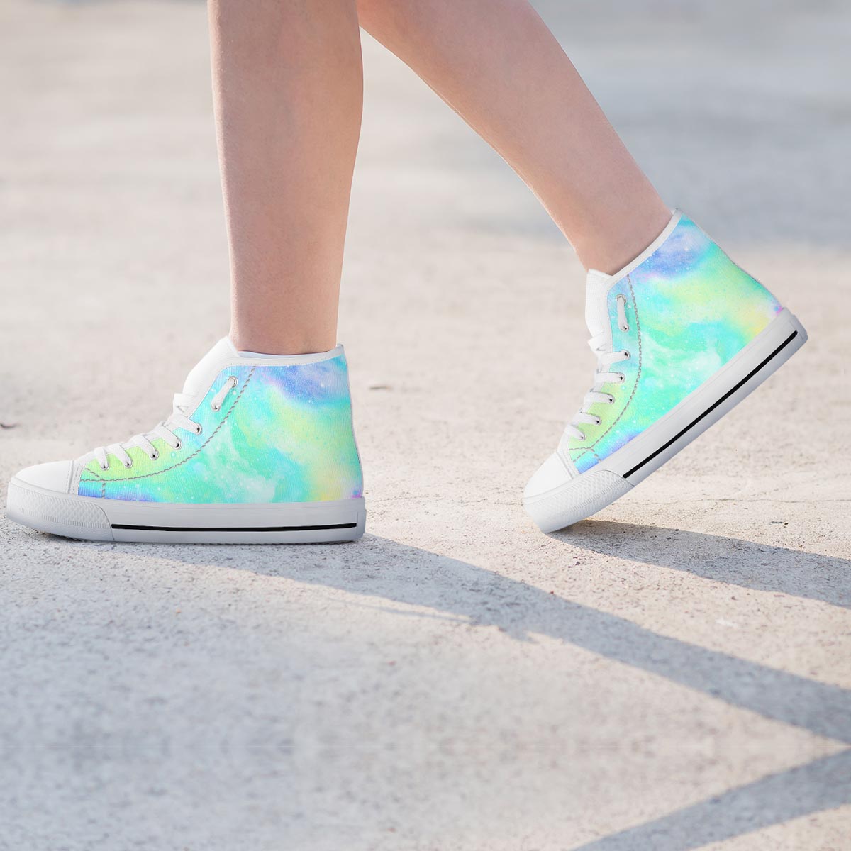 Abstract Psychedelic Holographic Women's High Top Shoes-grizzshop