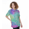 Abstract Psychedelic Holographic Women's Short Sleeve Shirts-grizzshop