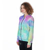 Abstract Psychedelic Holographic Women's Zip Up Hoodie-grizzshop