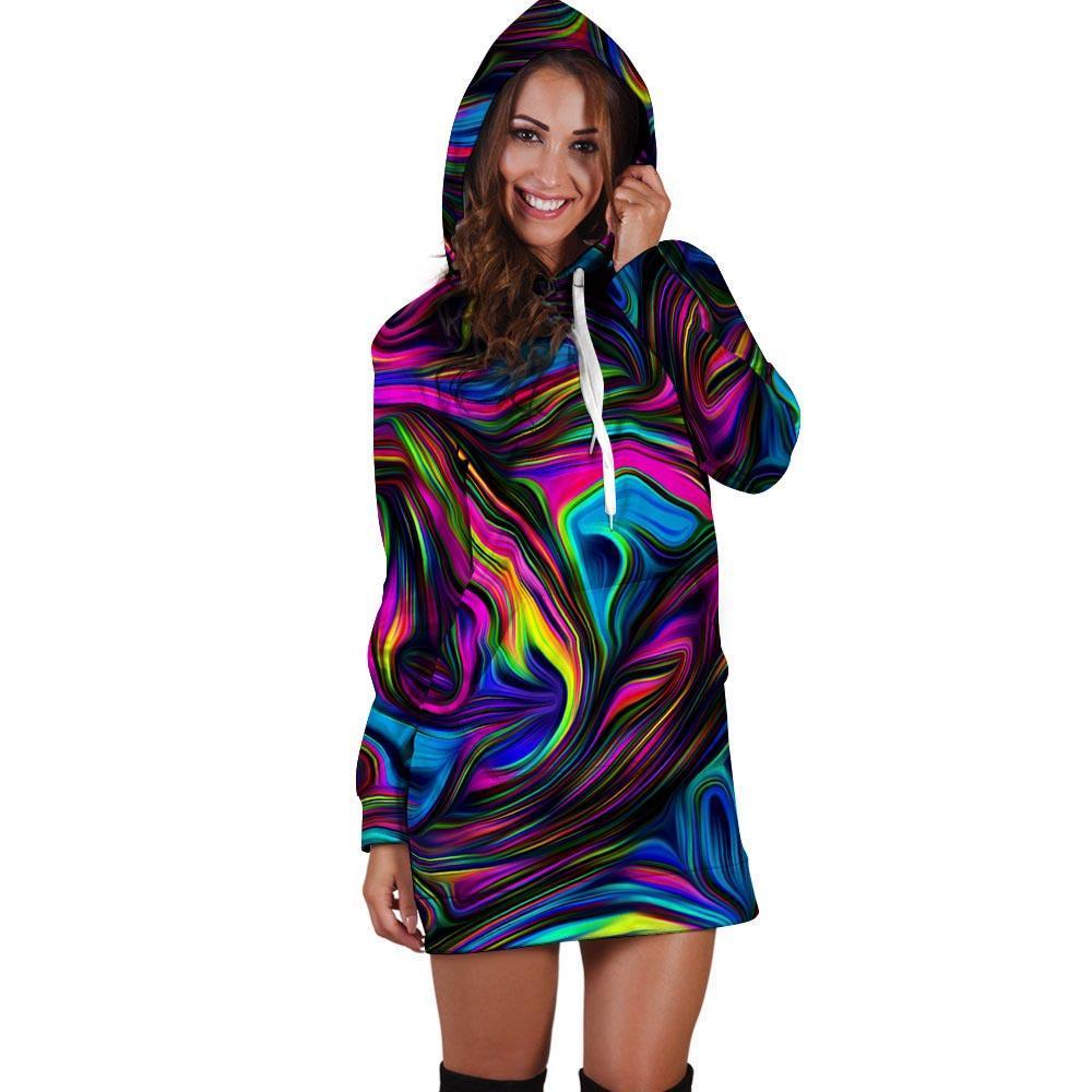 Abstract Psychedelic Hoodie Dress-grizzshop