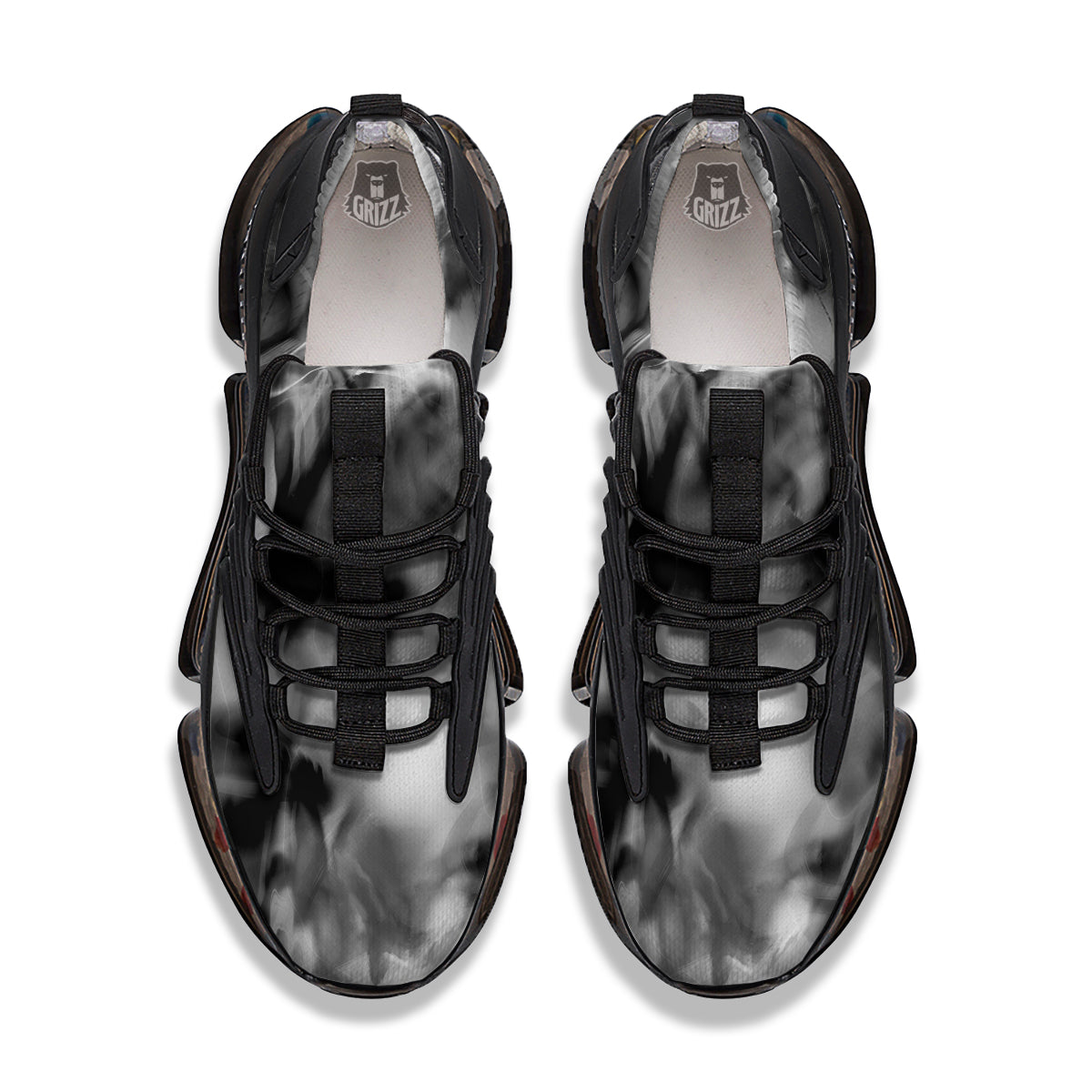 Abstract Psychedelic Liquid Smoke Print Black Gym Shoes-grizzshop