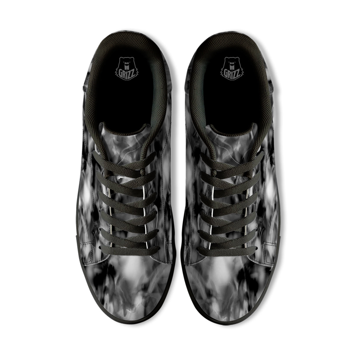 Abstract Psychedelic Liquid Smoke Print Black Low Top Sneakers-grizzshop