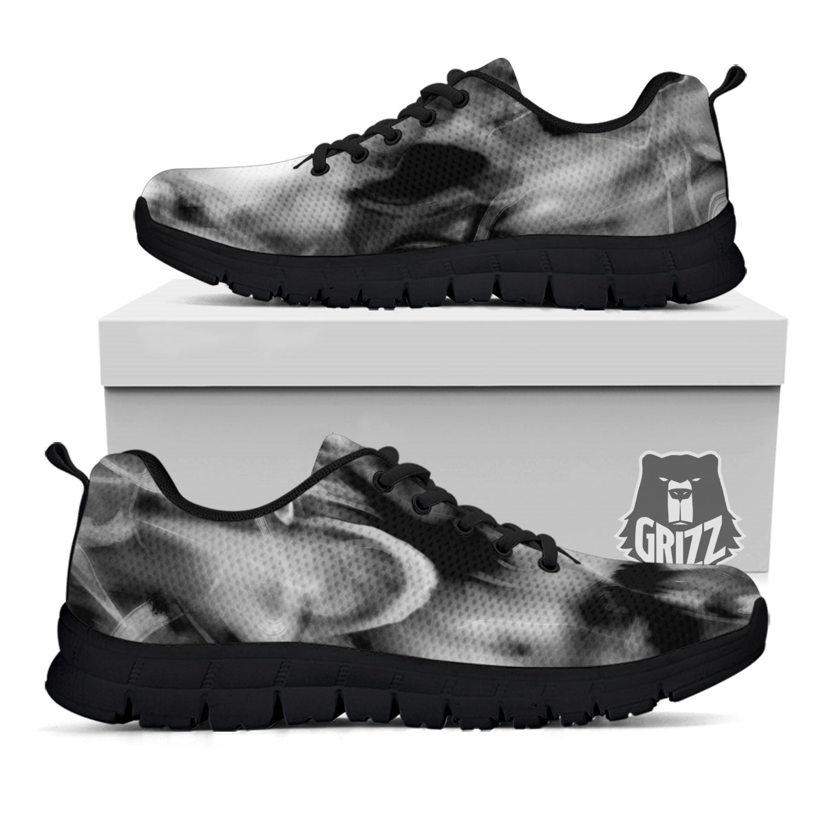 Abstract Psychedelic Liquid Smoke Print Black Sneaker-grizzshop