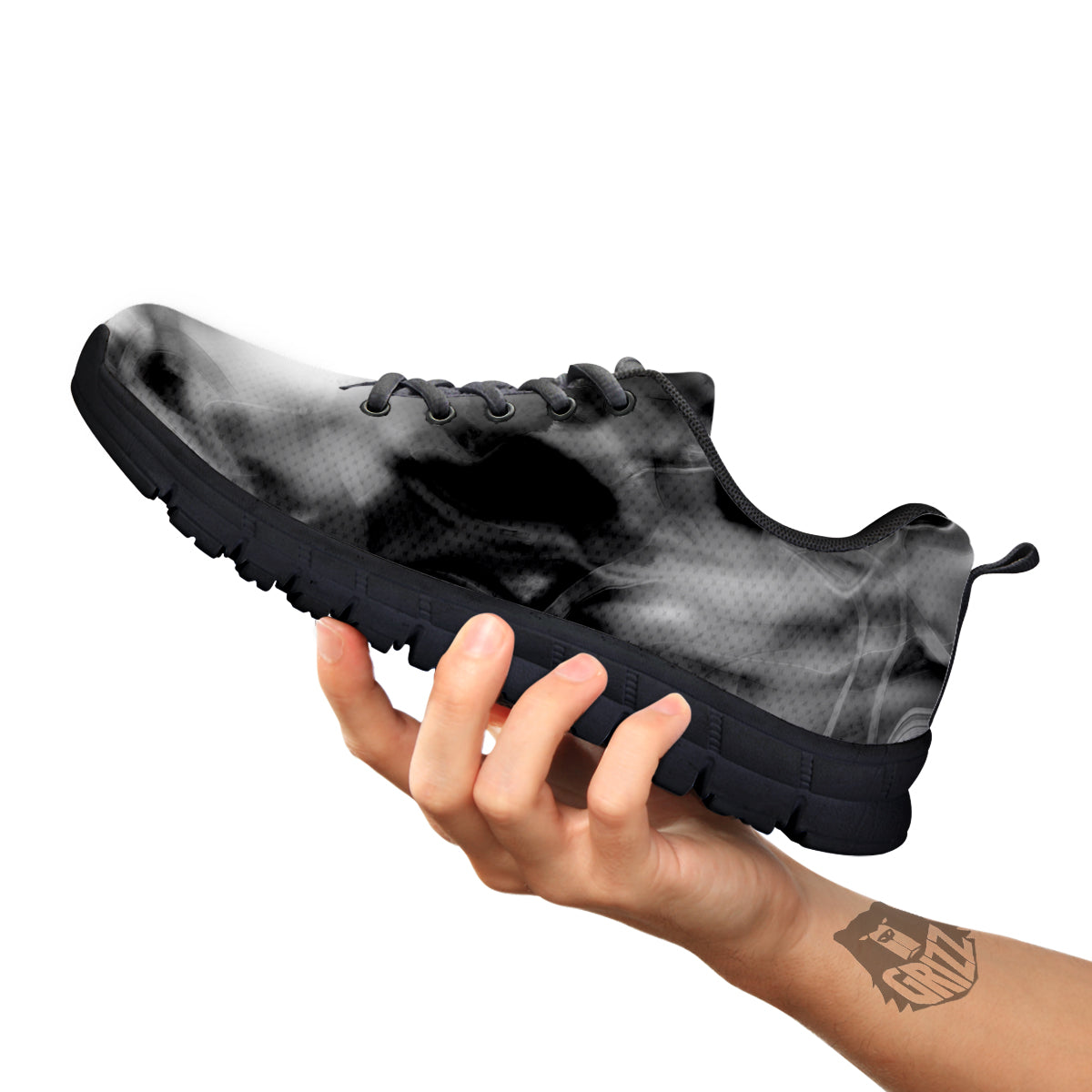 Abstract Psychedelic Liquid Smoke Print Black Sneaker-grizzshop