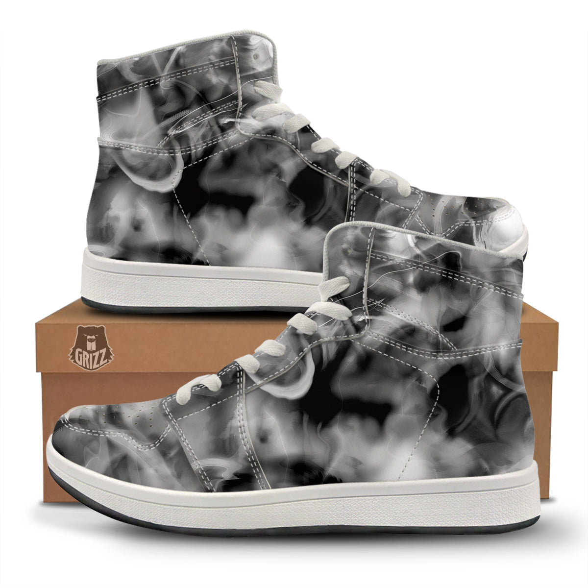 Abstract Psychedelic Liquid Smoke Print High Top Sneakers-grizzshop