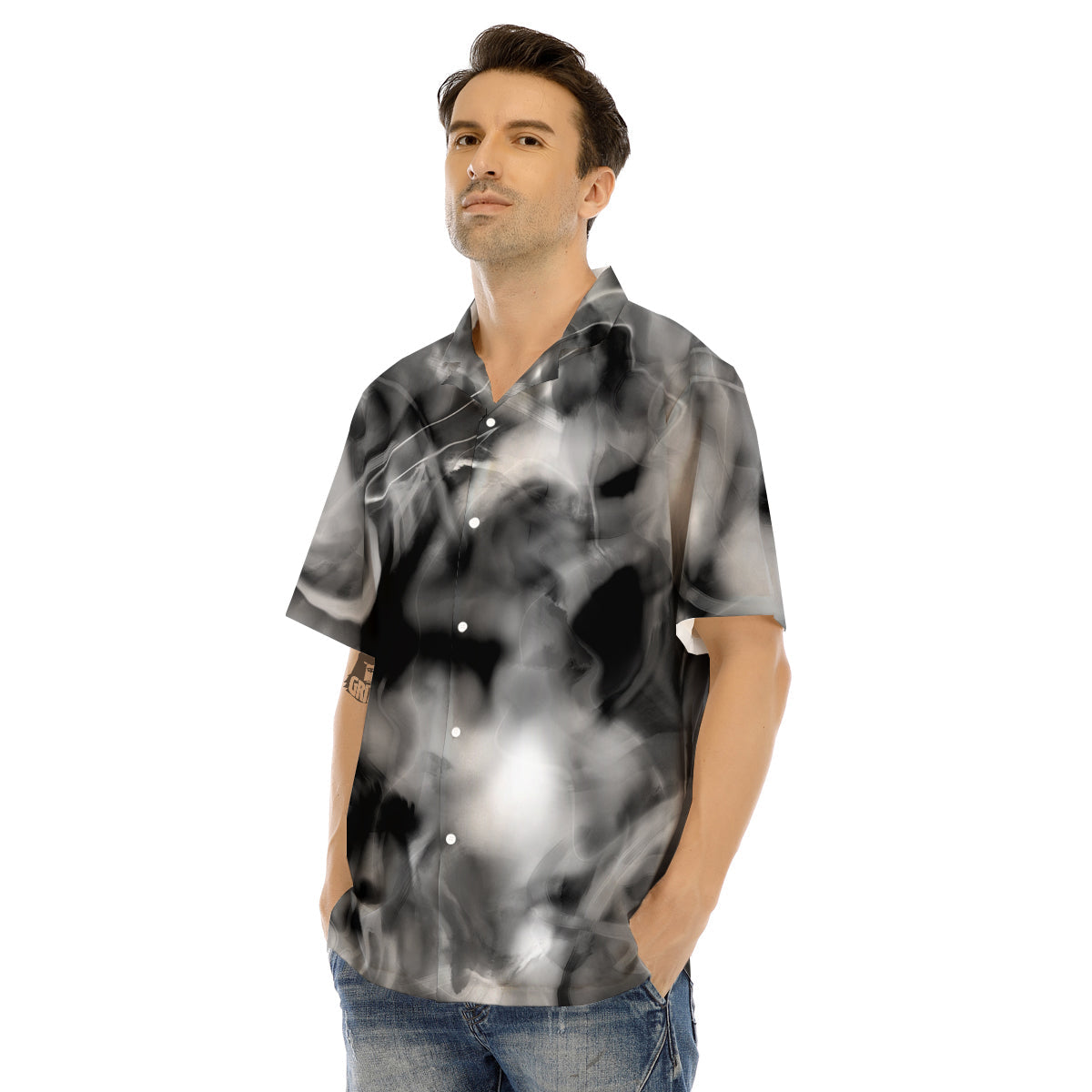 Abstract Psychedelic Liquid Smoke Print Men's Hawaiian Shirt-grizzshop