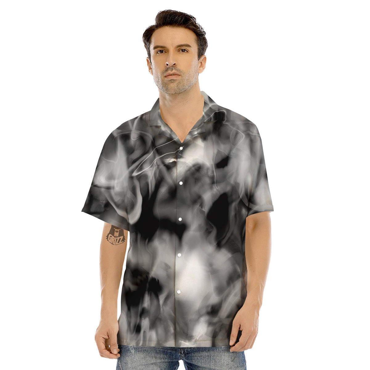 Abstract Psychedelic Liquid Smoke Print Men's Hawaiian Shirt-grizzshop