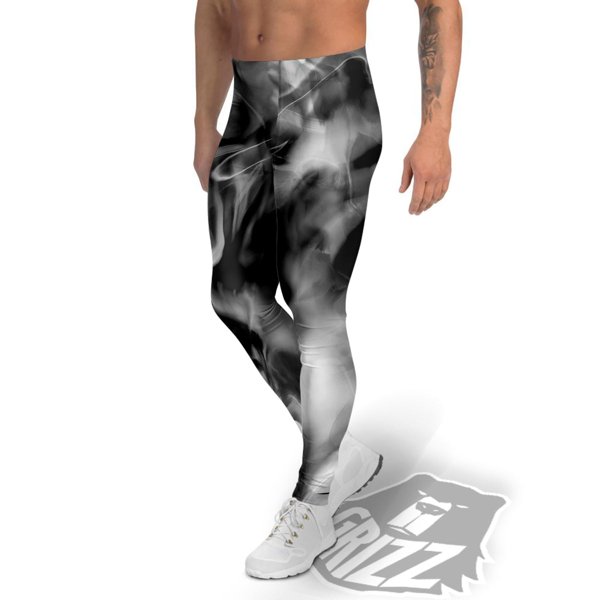 Abstract Psychedelic Liquid Smoke Print Men's Leggings-grizzshop