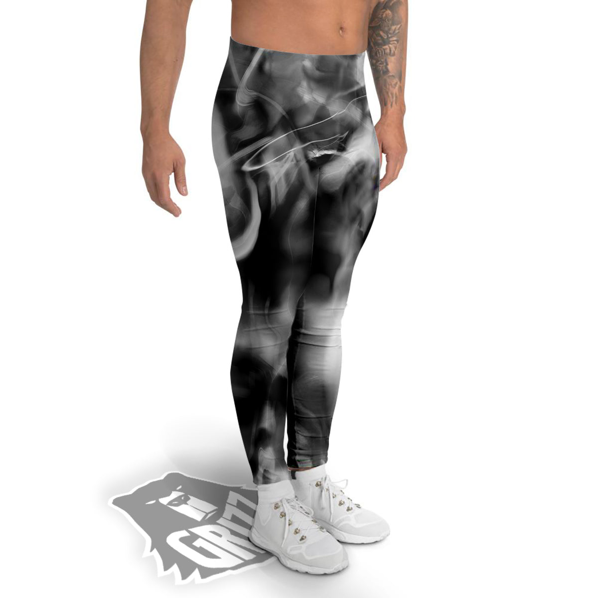 Abstract Psychedelic Liquid Smoke Print Men's Leggings-grizzshop