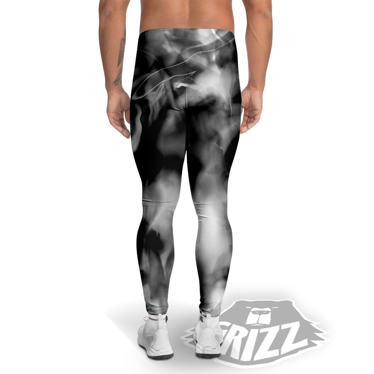 Abstract Psychedelic Liquid Smoke Print Men's Leggings-grizzshop