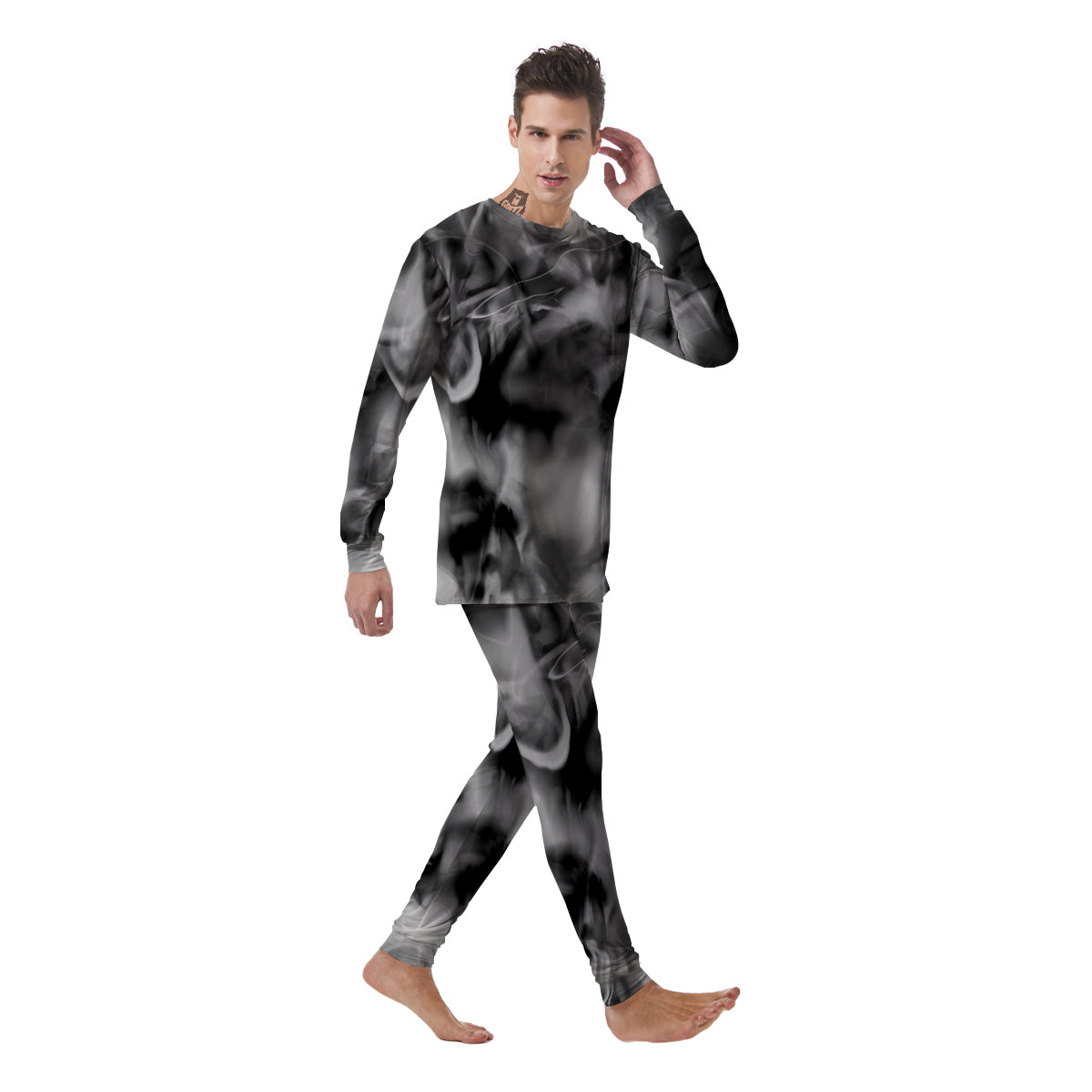 Abstract Psychedelic Liquid Smoke Print Men's Pajamas-grizzshop