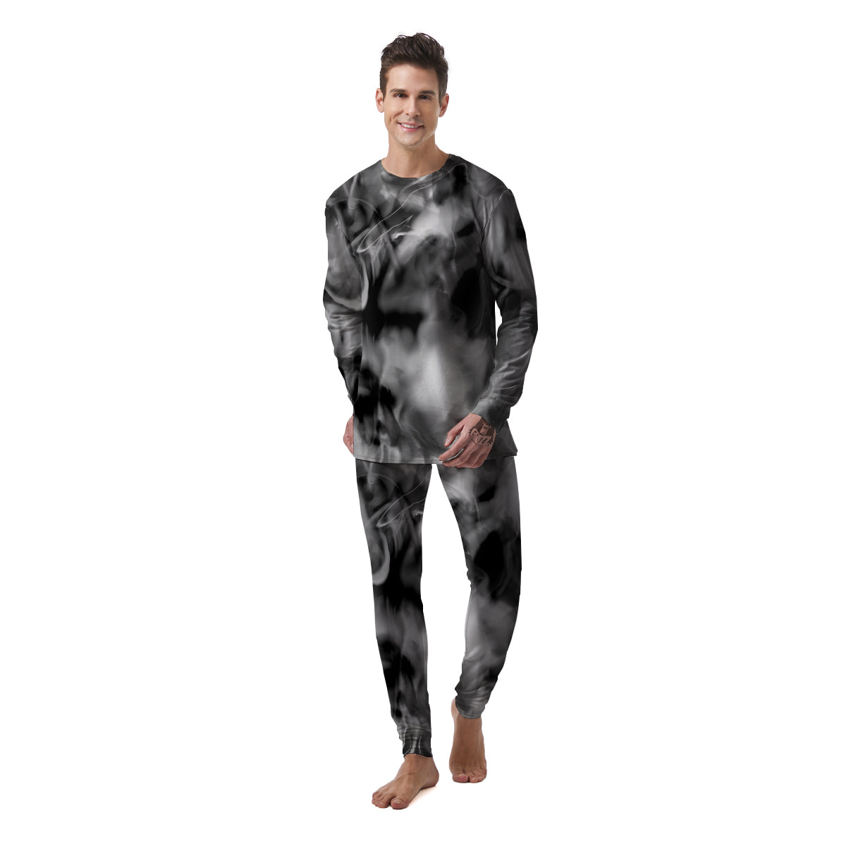 Abstract Psychedelic Liquid Smoke Print Men's Pajamas-grizzshop