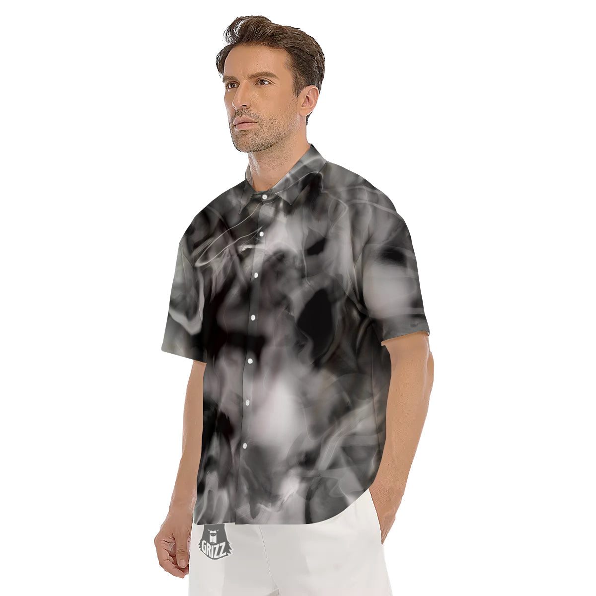 Abstract Psychedelic Liquid Smoke Print Men's Short Sleeve Shirts-grizzshop