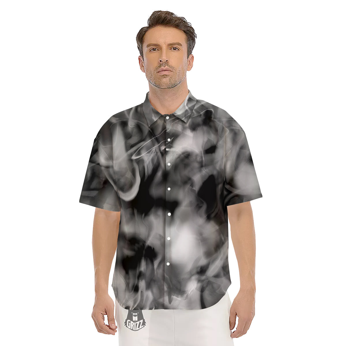 Abstract Psychedelic Liquid Smoke Print Men's Short Sleeve Shirts-grizzshop