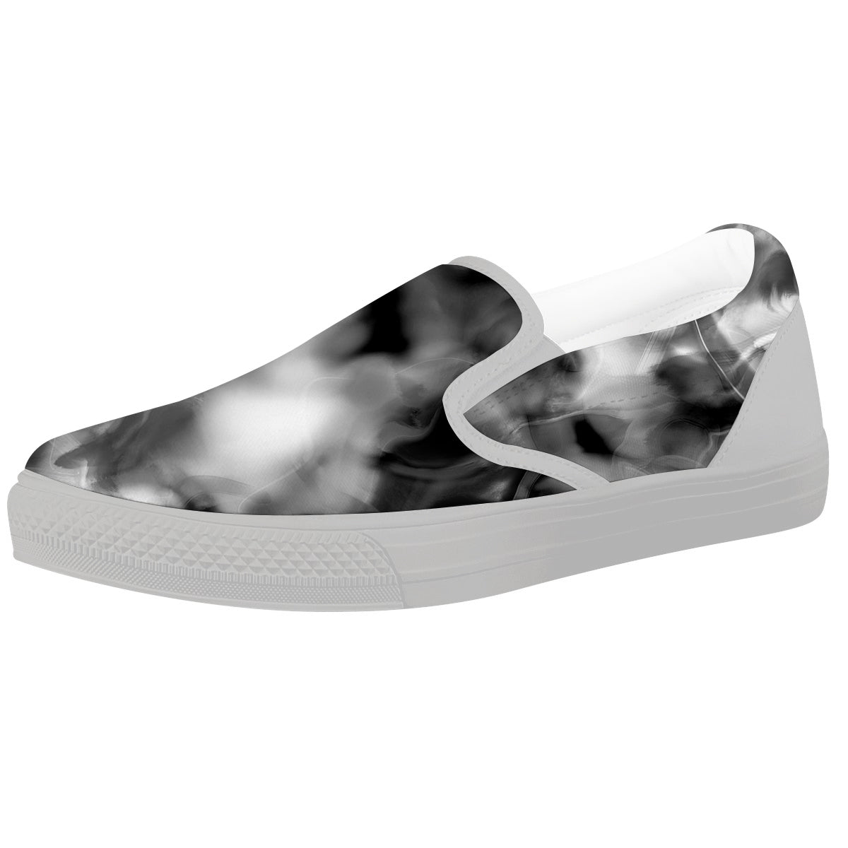 Abstract Psychedelic Liquid Smoke Print White Slip On Shoes-grizzshop