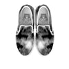 Abstract Psychedelic Liquid Smoke Print White Slip On Shoes-grizzshop