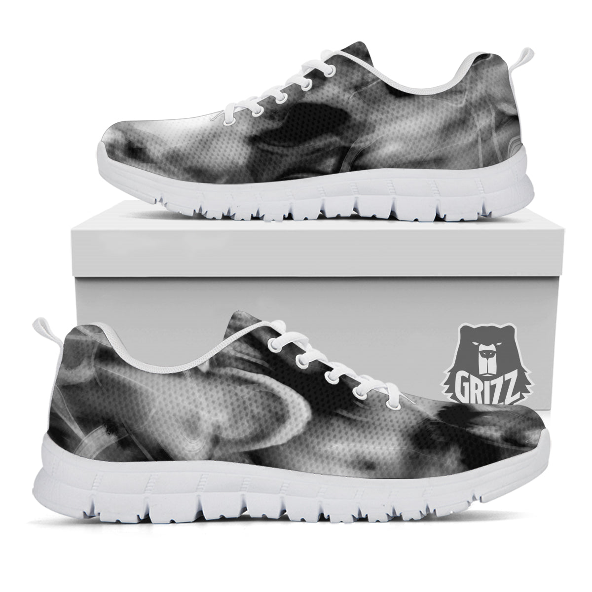 Abstract Psychedelic Liquid Smoke Print White Sneaker-grizzshop