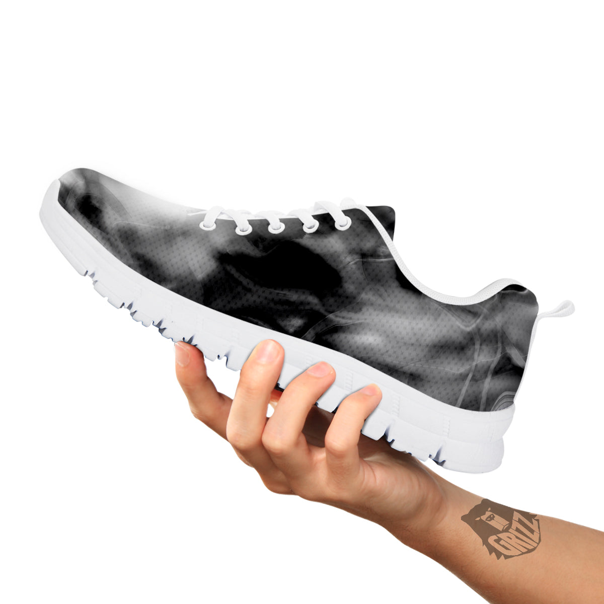 Abstract Psychedelic Liquid Smoke Print White Sneaker-grizzshop