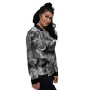 Abstract Psychedelic Liquid Smoke Print Women's Bomber Jacket-grizzshop